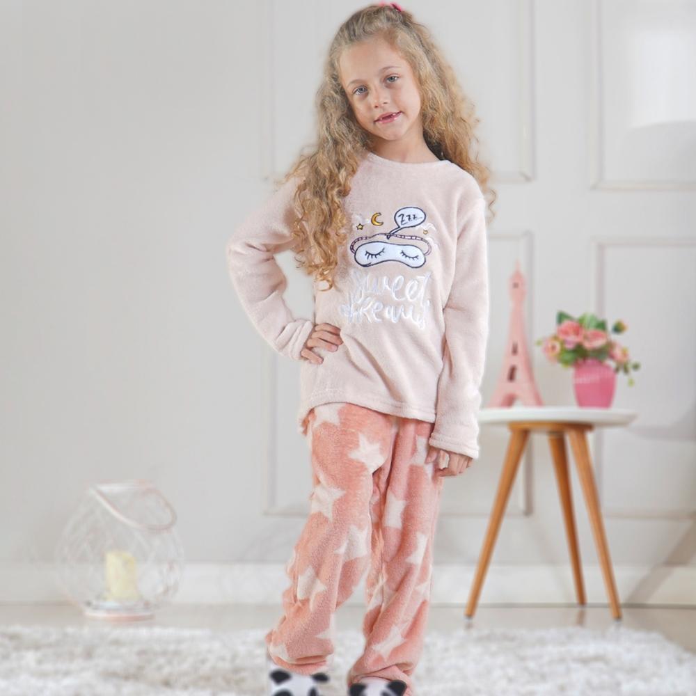 Pijama Longo em Plush Sweet Dreams Infantil Tamanho 6 Due
