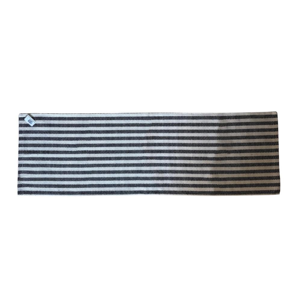 Tapete Passadeira 45x130cm Algodão Antiderrapante Cloe Cru e Preto Anatex