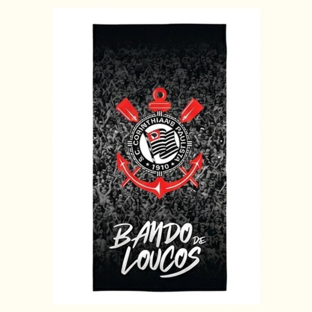 Toalha de Banho e Praia Aveludada Futebol Corinthians Bando de Loucos Bene Casa