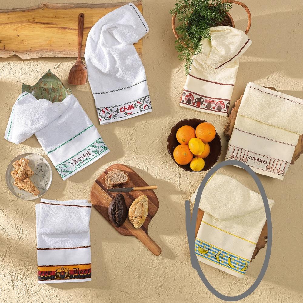 Pano De Copa Felpudo Teka Art Marfim Bananas Teka