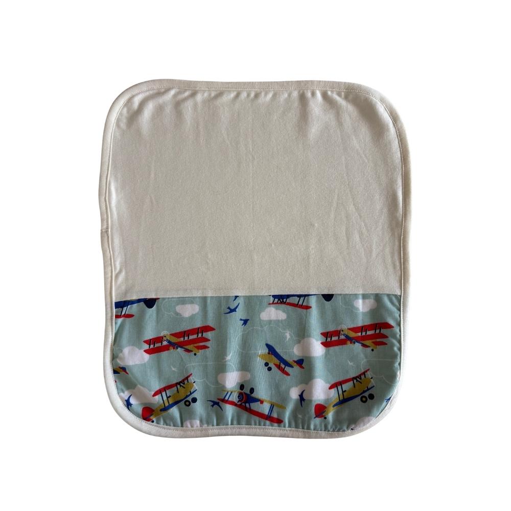 Toalha de Boca em Malha Dupla Com Viés 30x32cm Cru Aviões Arrumadinho Enxovais