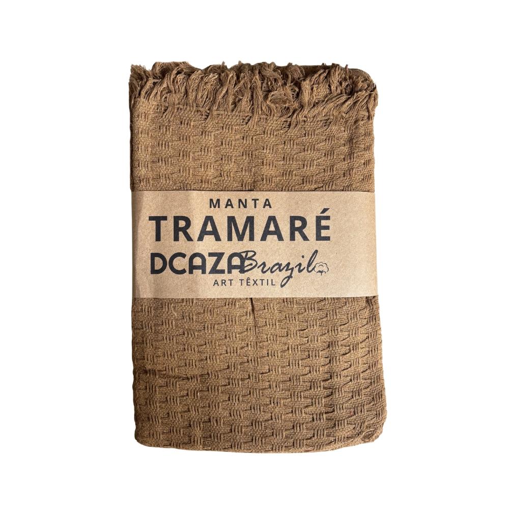 Manta Tramaré Para Decoração Sofá 100% Algodão Kaki 1,60m x 2,30m Dcaza