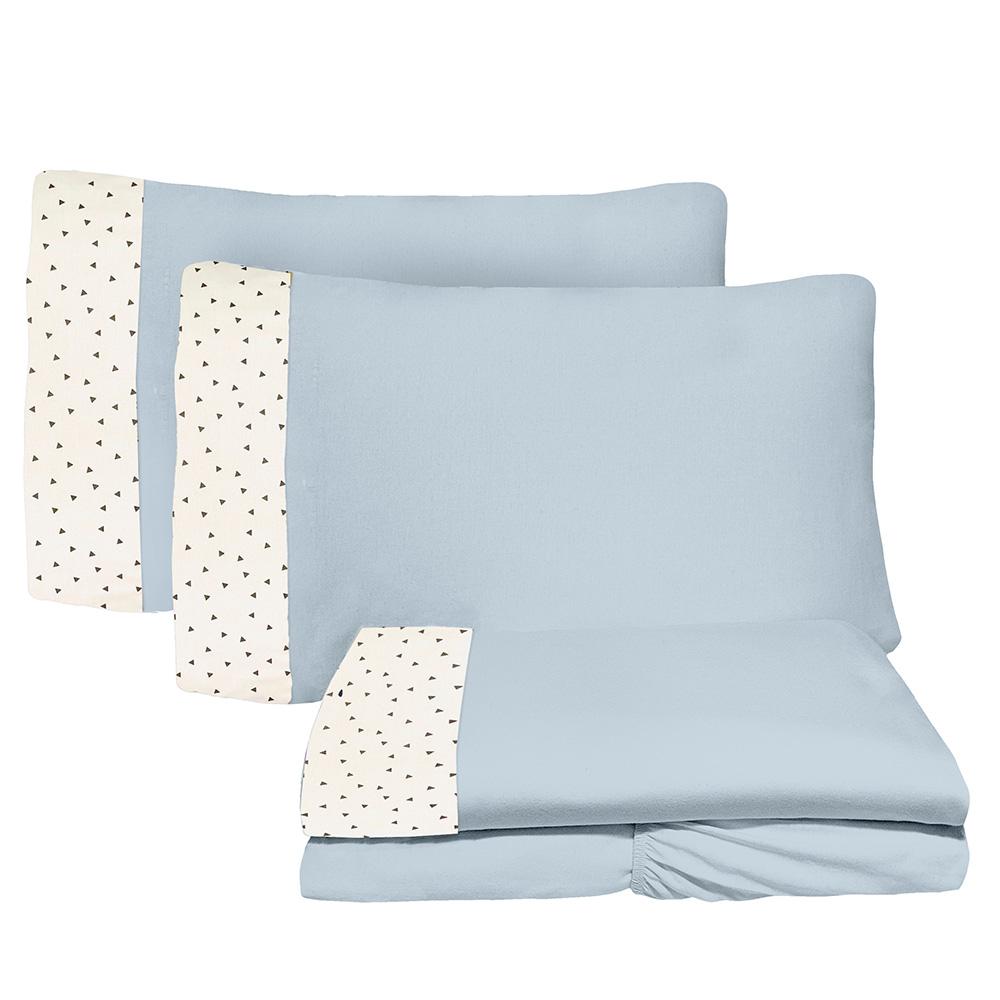 Jogo De Lençol 4 Peças Queen 1,58m x 1,98m Triangulo 06 Cinza Arrumadinho Enxovais