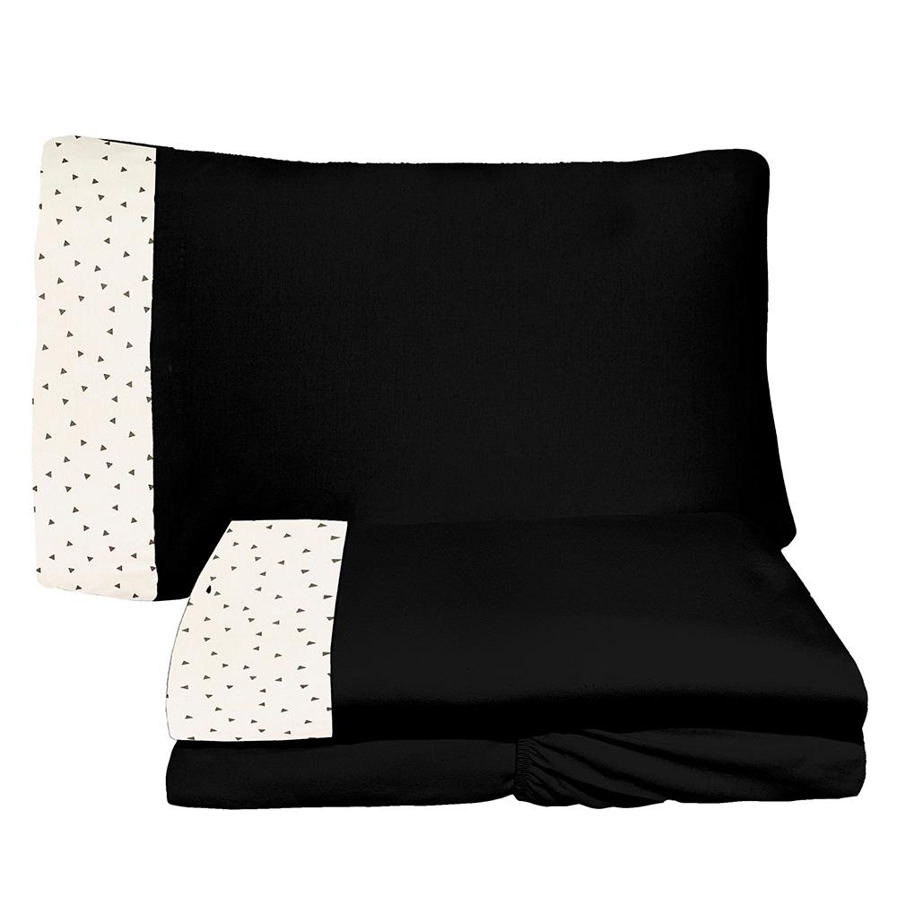 Jogo de Lençol 3 Peças Mini Cama Triangulo 06 Preto 100% Algodão Arrumadinho Enxovais