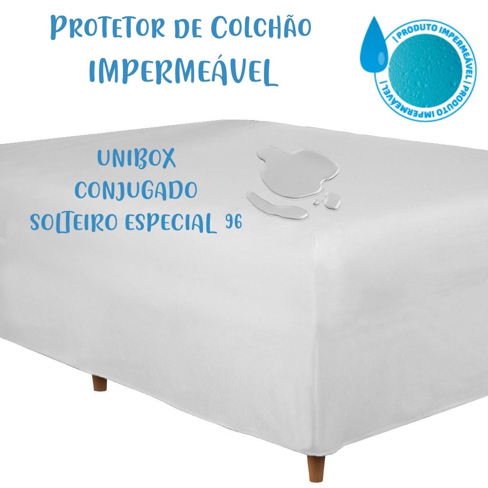 Protetor de Colchão Impermeável Solteiro King Especial Unibox Box Conjugado 96x203cm Arrumadinho Enxovais