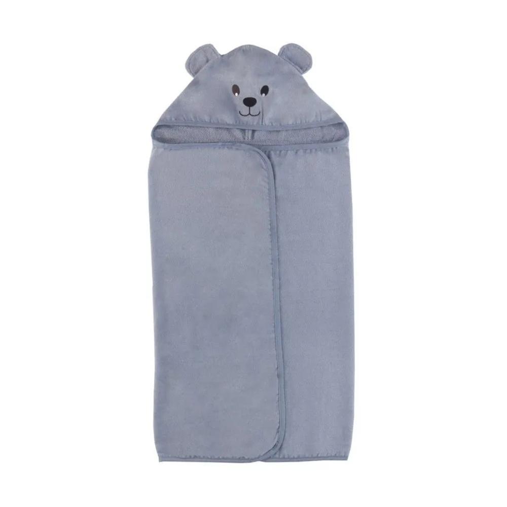 Toalha de Banho Infantil Com Capuz Urso Azul Teka Baby