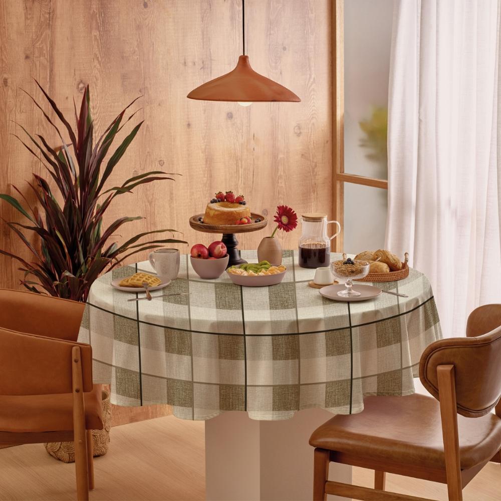 Toalha de Mesa Elegance Redonda 4 Lugares 1,60m Xadrez Teka
